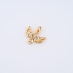 18K Gold Filled Bald Eagle Charms,Micropavé CZ Bald Eagle Pendant for DIY Jewelry Making Supply