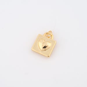 18K Gold Filled Heart Charms,Lock Pendant for DIY Jewelry Making Supply