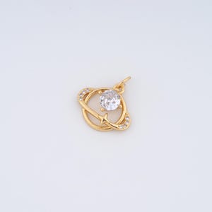 18K Gold Filled Saturn Charms,Micropavé CZ Star Pendant for DIY Jewelry Making Supply