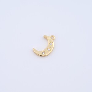 18K Gold Filled Moon Charms,Micropavé CZ Star Pendant for DIY Jewelry Making Supply