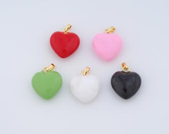 18K Gold Filled Heart Charms,Enamel Heart Pendant for DIY Jewelry Making Supply