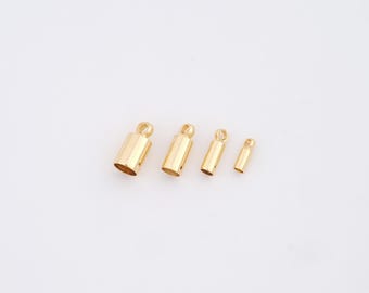 50 pcs 18K Gold Filled Bead Caps Cord End Cord Tip Solid End Cap for DIY Jewelry Making Supply