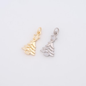 18K Gold Filled Christmas Tree Charms,Micropavé CZ Christmas Tree Pendant for DIY Jewelry Making Supply