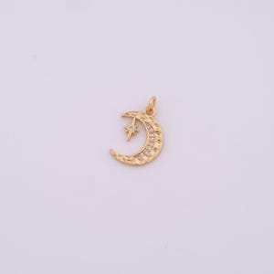 18K Gold Filled Moon Charms,Micropavé CZ Star Pendant for DIY Jewelry Making Supply