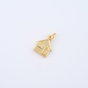 18K Gold Filled House Charms,House Pendant for DIY Jewelry Making Supply