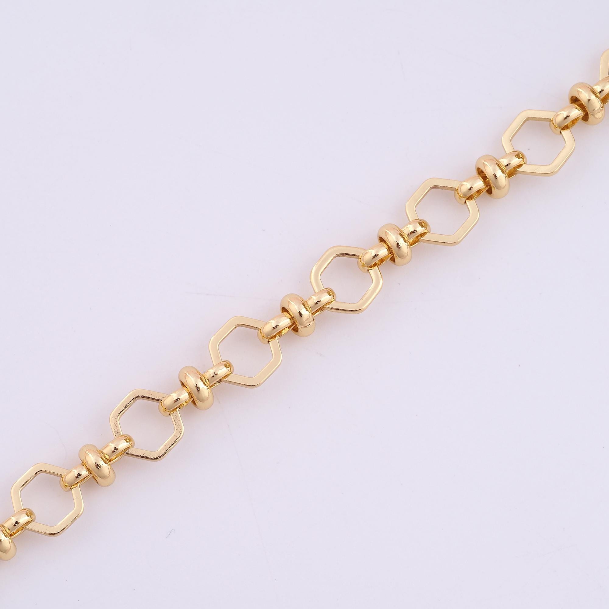 3.28 FT 18K Gold Filled Hexagon Chains,semi-finished Chains for DIY ...