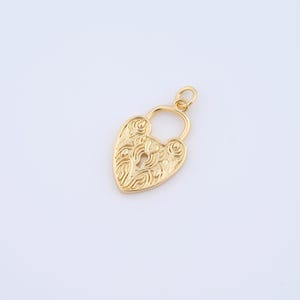 18K Gold Filled Heart Charms,Lock Pendant for DIY Jewelry Making Supply