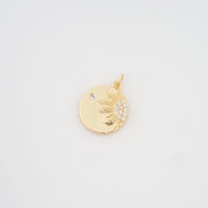 18K Gold Filled Sun Charms,CZ Sunburst Pendant for DIY Jewelry Making Supply