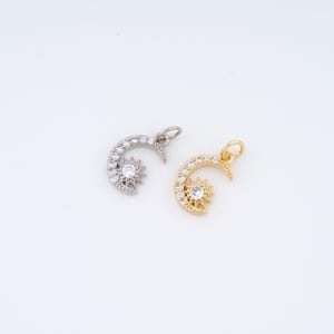 18K Gold Filled Moon Charms,Micropavé CZ Star Pendant for DIY Jewelry Making Supply