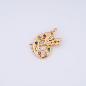 Pingente de paleta preenchido com ouro 18K, pingente de paleta CZ Micropavé para fabricação de joias DIY