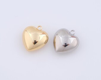 18K Gold Filled Puffed Heart Charms,Puffed Heart Pendant for DIY Jewelry Making Supply