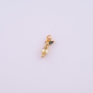 18K Gold Filled Fruit Charms,Micropavé CZ Mango Pendant for DIY Jewelry Making Supply