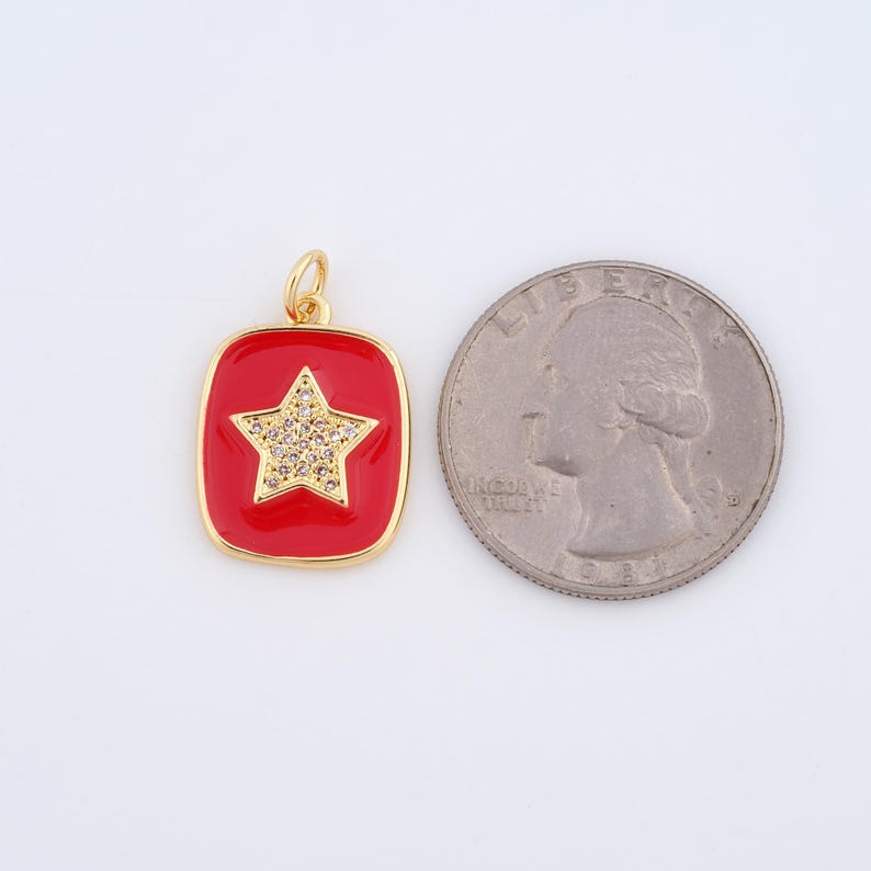 18K Gold Filled Enamel Star Charms,micropavé CZ Star Pendant for DIY ...