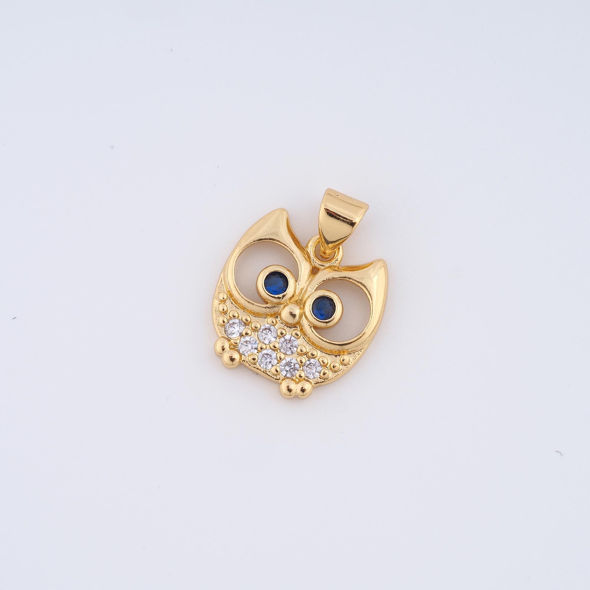 18K Gold Filled Owl Charms,Micropavé CZ Owl Pendant for DIY Jewelry Making Supply