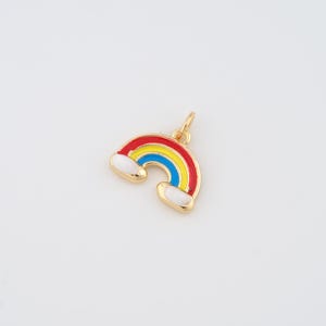 18K Gold Filled Enamel Cloud Charms,Rainbow Pendant for DIY Jewelry Making Supply