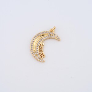 18K Gold Filled Moon Charms,Micropavé CZ Star Pendant for DIY Jewelry Making Supply