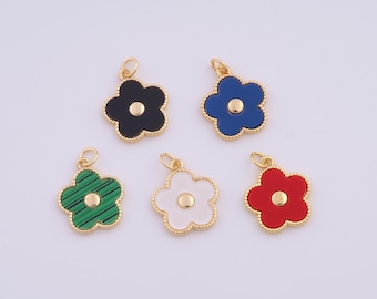 18K Gold Filled Flower Charms,Enamel Flower Pendant for DIY Jewelry Making Supply
