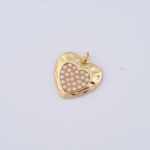 18K Gold Filled Heart Charms,Pearl Heart Pendant for DIY Jewelry Making Supply