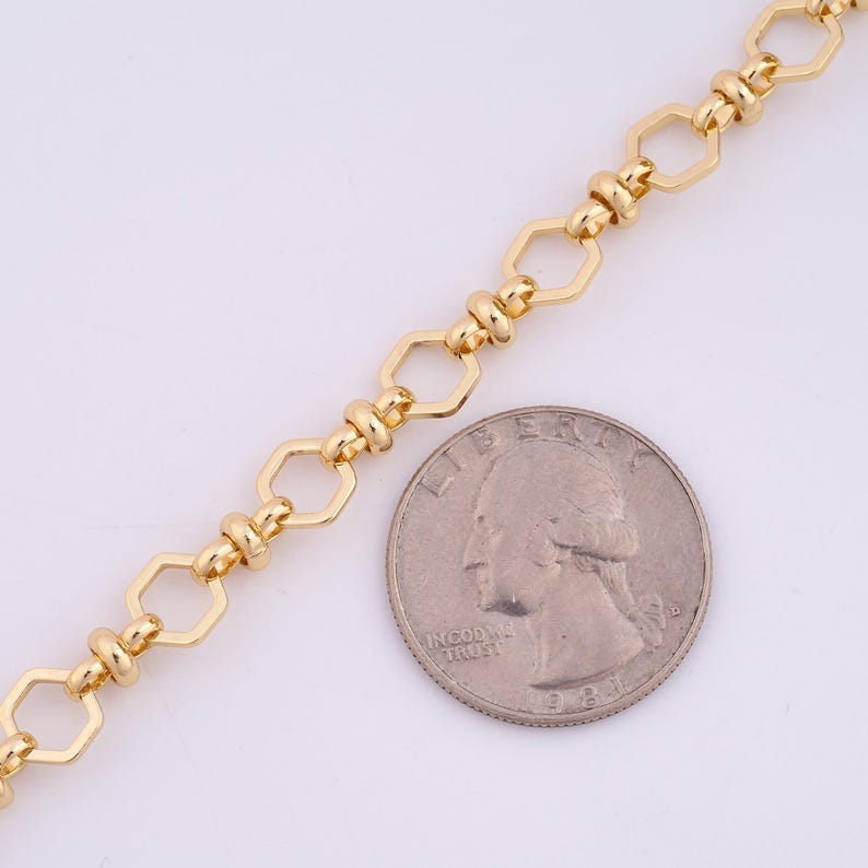 3.28 FT 18K Gold Filled Hexagon Chains,semi-finished Chains for DIY ...