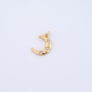 18K Gold Filled Moon Charms,Micropavé CZ Star Pendant for DIY Jewelry Making Supply