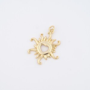 18K Gold Filled Sun Charms,Sunburst Pendant for DIY Jewelry Making Supply