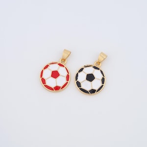 18K Gold Filled Football Charms,Enamel Football Pendant for DIY Jewelry Making Supply