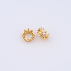 18K Gold Filled Crown Beads,Large Hole Beads for DIY Jewelry Making Supply