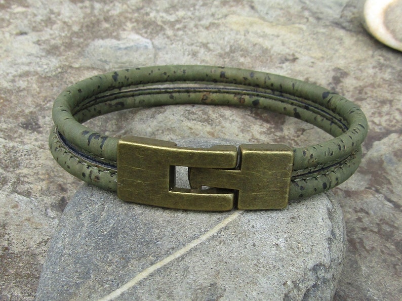 Bracelet liège brun foncé bronze végétalien vegan liège bijoux bois homme bracelet alentejoazul naturel marié portugal hippy image 5