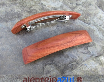 Pinza cabello madera de eucalipto rojo rectangular Pasador pelo alentejoazul portugal clip cabello pelo barrette francés