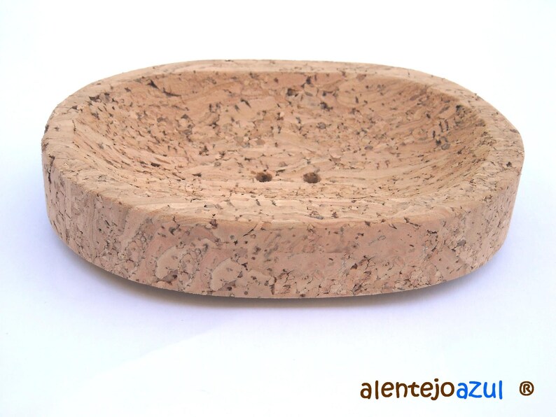 Soap dish Cork Soap tray oval Natural cork bathroom Soap dispenser alentejoazul natural sustainable handmade natural product portugal soap image 3