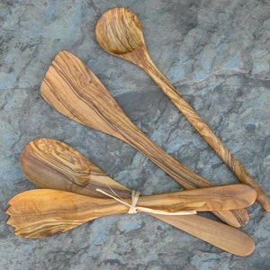 Ensemble Couverts salade Cuillère Spatule bois d'olivier Fourchette cuillère servir bois alentejoazul ustensile cuisine chef cadeau portugal image 2