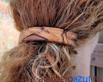 Barrette EXTRA LARGE olive wood ponytail hairpin hair clipper hair slide braid wooden alentejoazul vegan handmade portugal french barrette