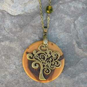 Necklace olive wood Tree of Life green bronze chain wooden jewelry alentejoazul amulet talisman olive tree pendant vegan portugal image 7