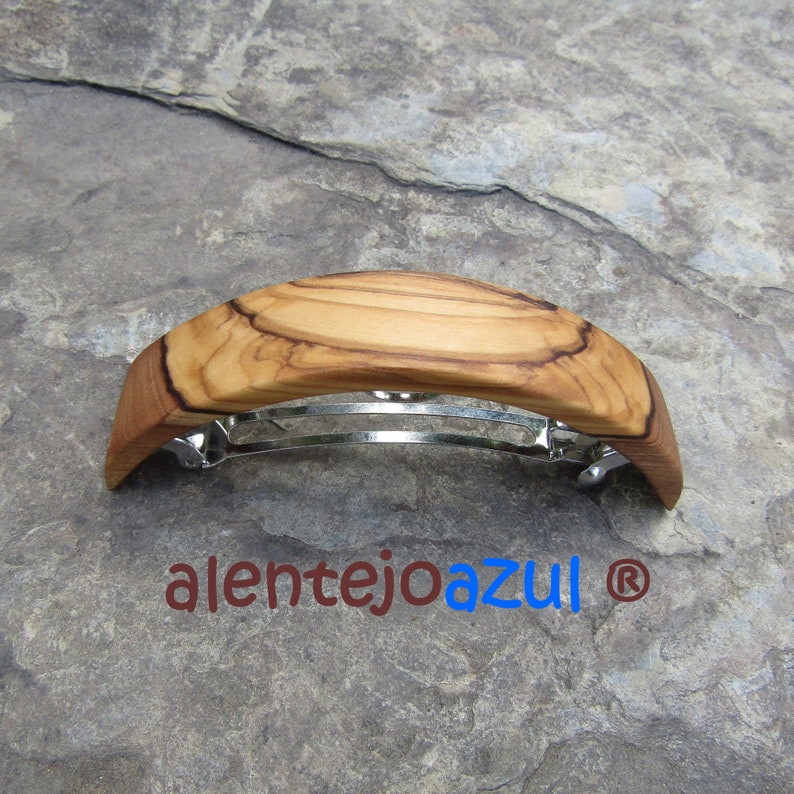 Barrette extra large olive wood ponytail hairpin hair clipper hair slide braid wooden alentejoazul vegan handmade portugal french barrette image 7