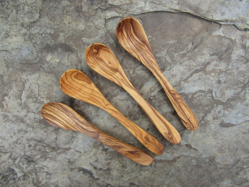 4 spoons olive wood baby child tea spoon coffee alentejoazul organic portugal larp small spoon wooden woodwork olive tree gourmet