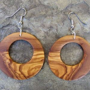 Earrings olive wood Hoops 1.96 light 5cm créoles round wooden hoop earhangers alentejoazul natural jewelry portugal vegan earhanger dangle image 2