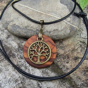 Necklace olive wood Tree of Life leather black wooden jewelry alentejoazul amulet talisman olive tree pendant portugal boho hippy image 1