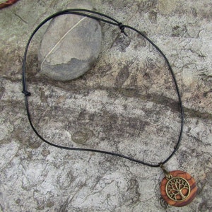 Necklace olive wood Tree of Life leather black wooden jewelry alentejoazul amulet talisman olive tree pendant portugal boho hippy image 5