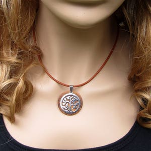 Necklace olive wood Tree of Life pendant leather stainless steel natural wooden jewelry handmade alentejoazul olive tree portugal hippy boho image 9