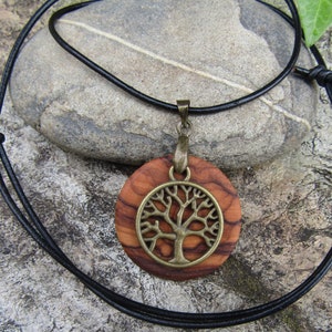 Necklace olive wood Tree of Life leather black wooden jewelry alentejoazul amulet talisman olive tree pendant portugal boho hippy image 3