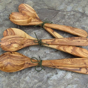 Cubiertos ensalada madera de olivo 26 cm tenedor cuchara madera sirve alentejoazul cocina gourmet utensilio cocinero regalo portugal imagen 3