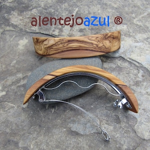 Barrette extra large olive wood ponytail hairpin hair clipper hair slide braid wooden alentejoazul vegan handmade portugal french barrette image 5