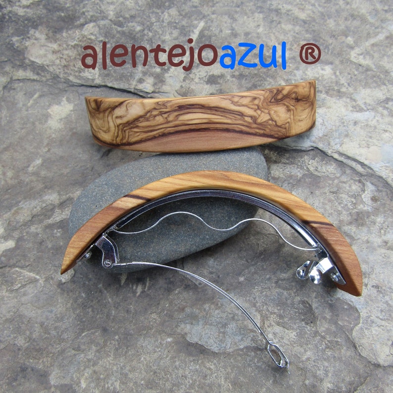 Barrette extra large olive wood ponytail hairpin hair clipper hair slide braid wooden alentejoazul vegan handmade portugal french barrette image 5