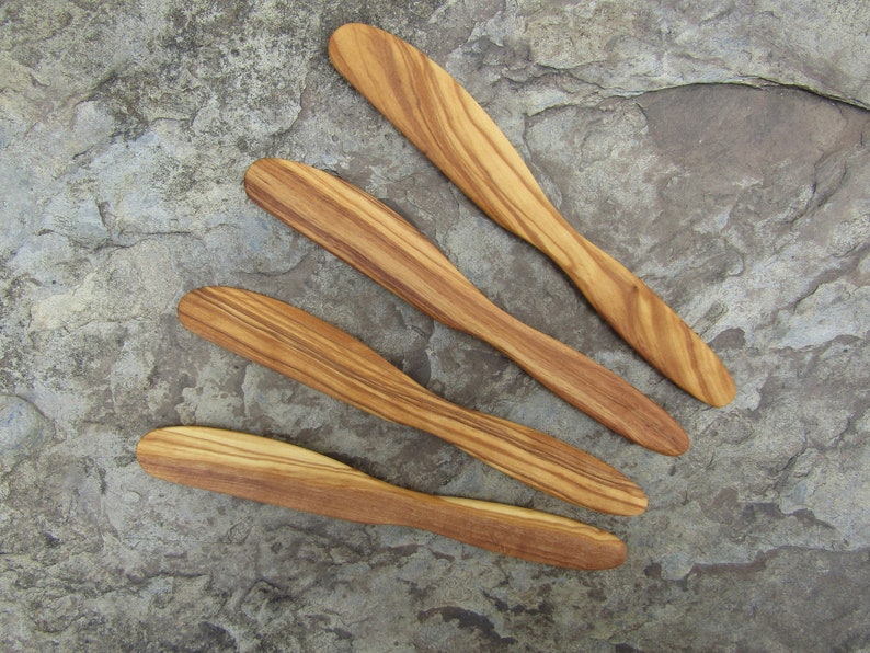 4 Butter Knifes olive wood spreader children's knife alentejoazul wooden knife breakfast kitchen gourmet vegan cutlery olive tree portugal image 7