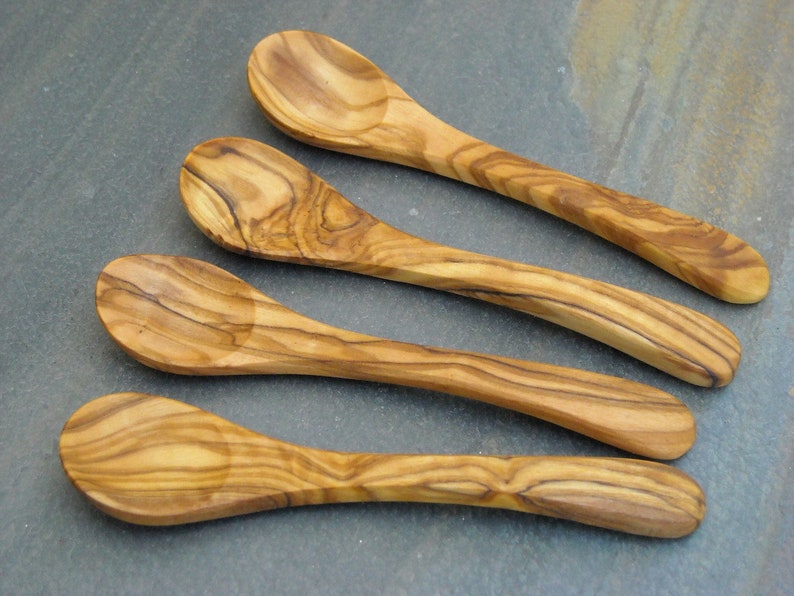 4 spoons olive wood baby child tea spoon coffee alentejoazul organic portugal larp small spoon wooden woodwork olive tree gourmet