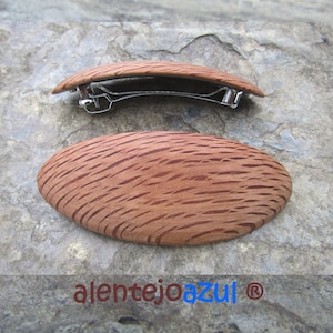 Barrette grande madeira azinho azinheira fivela mola cabelo madeira alentejoazul portugal  barrette cabelos oval