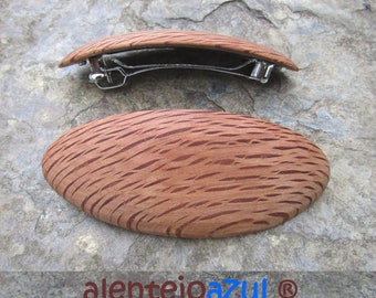 Barrette large Holm oak wood thick hair clip hair slide wooden alentejoazul oval vegan handmade portugal french barrette portugal