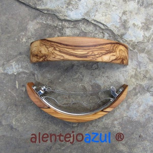 Barrette extra large olive wood ponytail hairpin hair clipper hair slide braid wooden alentejoazul vegan handmade portugal french barrette image 6