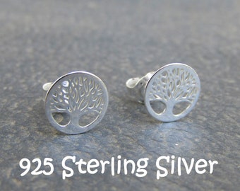 Ear Studs tree 925 sterling silver Tree of Life Small Tiny Round Mini Earrings Wedding Gift Man Alentejoazul Men Natural Jewelry Olive Tree