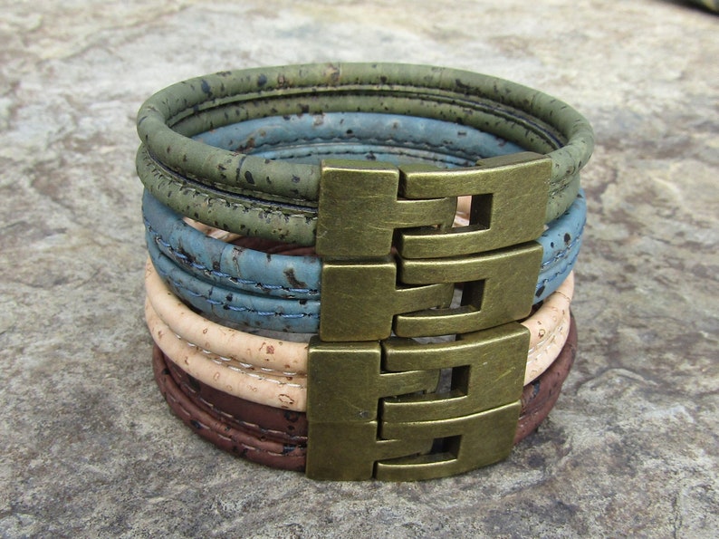 Bracelet liège brun foncé bronze végétalien vegan liège bijoux bois homme bracelet alentejoazul naturel marié portugal hippy image 8